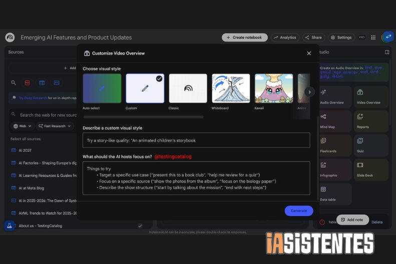 NotebookLM incorporará estilos personalizados para resúmenes en video pronto